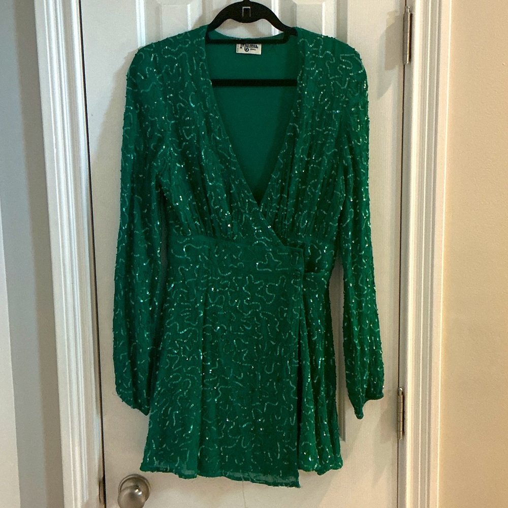 Show Me Your Mumu Green Phyllis Dress w/ Sequins